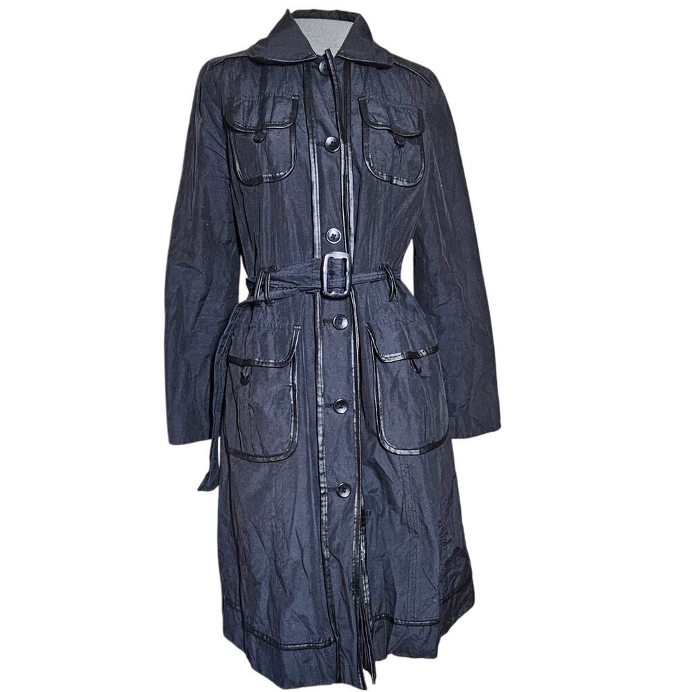 Via Spiga Black Belted Trench Coat Size Small